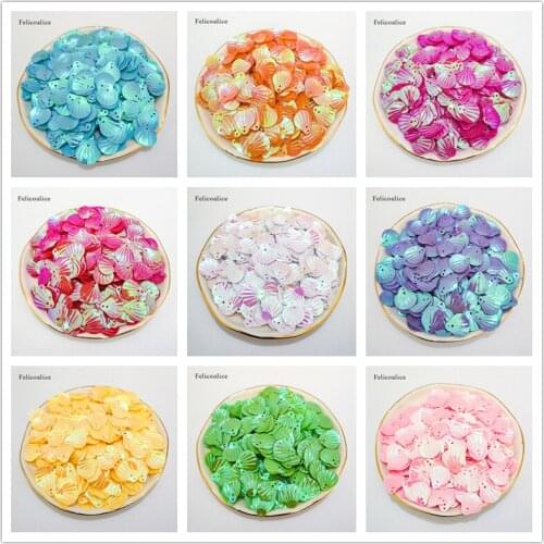 20g 18 COLORS 12*13mm Loose Sequins Sewing Embellishment Finding 2 Holes Shell Shape Paillette DIY Garment Accessories