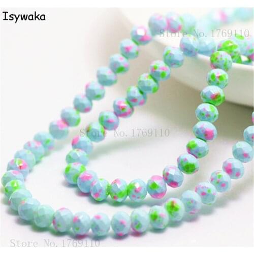 Isywaka Fashion 4x6mm 50pcs Rondelle Austria faceted Crystal Glass Beads Loose Spacer Round Beads for Jewelry Making No.61R6
