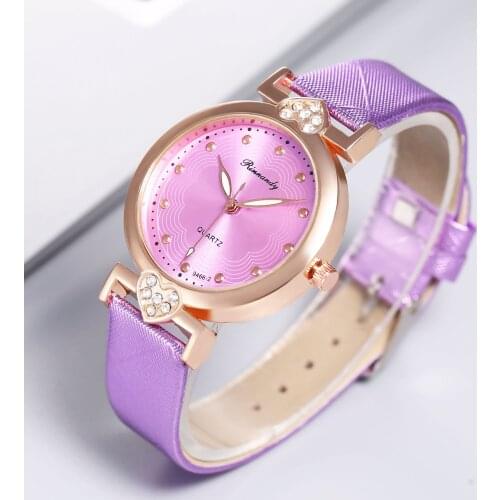 Women Casual Leather Ladies Watch Quartz Wrist Watches Heart Shaped Rhinestones Female Clocks Gift reloj mujer relogio feminino