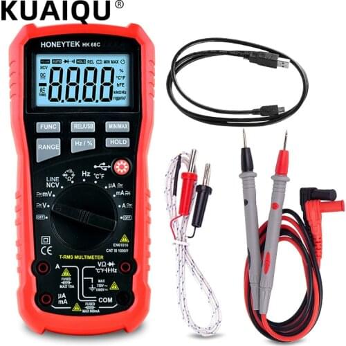 KUAIQU HK68C USB True RMS Multimeter ESR Meter Digital Multimeter Tester Professional Capacitance Meter Avometer Continuity Test