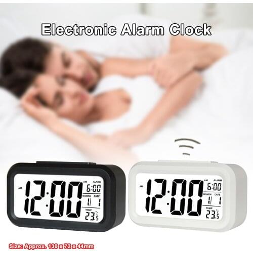 Digital LCD Snooze Electronic Alarm Clock with LED Backlight Light Control