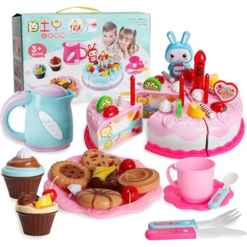 Childrens Pretend Play House Simulation Fruit Cut Birthday Cake Toys DIY Kitchen Food Educational Toy Gift for Girl Boy Kids