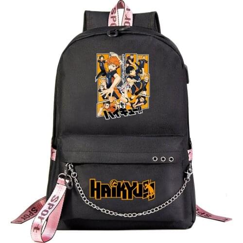 Haikyu!! To the Top USB Schoolbag Anime Men Women Fashion Backpack Black Travel Shoulder Travel Bags Outdoor Work Leisure Bag