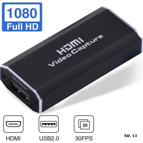 1080P HD HDMI Video Capture Card USB 2.0 for Game Video Live Streaming Tool Game Recording Box USB Female and Double USB Cable