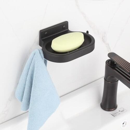 Nanjibao Creative Soap Storage Shelf Without Perforation Wall-Mounted Soap Holder Drain Soap Box with Hook Bathroom Accessories