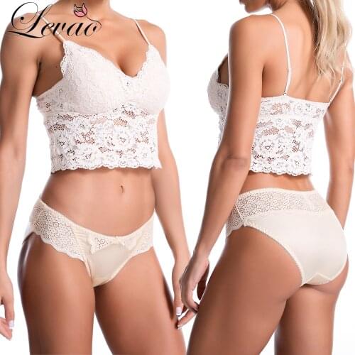 LEVAO Women Luxury Sexy Lace Panties Floral Transparent Ice Silk Mesh Breathable Bow Briefs Underwear Female Bragas Pretty