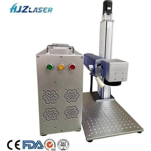 HJZ 20W Raycus brand jewelry laser marking machine for metal stainless steel fiber laser marking machine with rotary