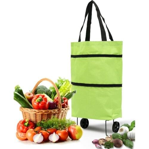 Reusable Foldable Shopping Trolley Cart Eco Large Waterproof Bag Luggage Wheels Basket Non-Woven Market Bag Pouch
