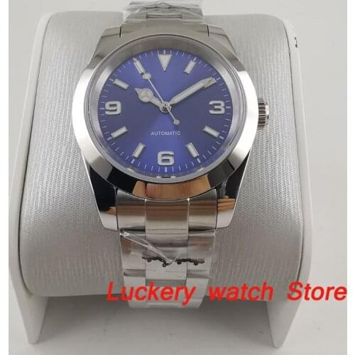 39mm no logo blue dial luminous saphire glass Automatic movement mens watch-BA182