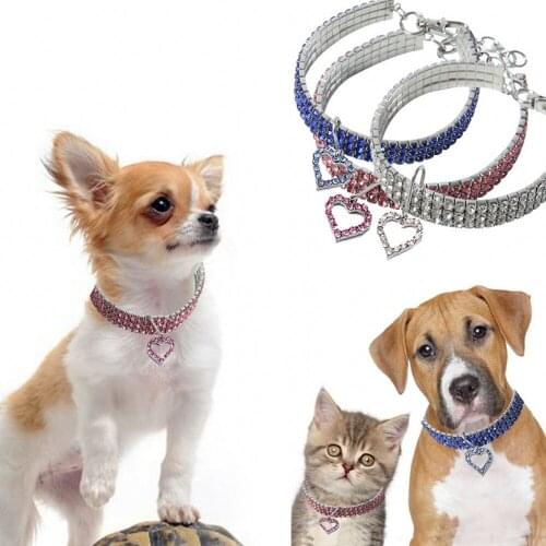 New Bling Crystal Pet Cat Dog Collar Adjustable Puppy Chain Full Rhinestone Dog Accessories Necklace For Pet Big Dog Collars