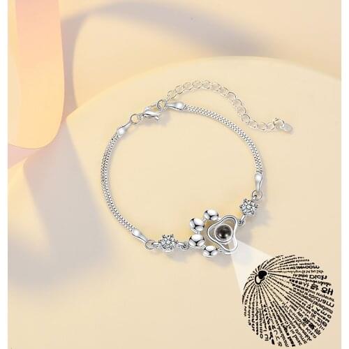 Personalize 100 Languages I Love You Projection Dog Paw Bracelet Custom Photo Hand Chain Pendant Romantic Jewelry Exquisite Gift