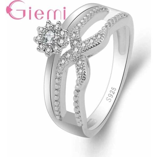 Popular Cross Hollow Band with Full Gorgeous Crystal Hot Sale 925 Sterling Silver Wedding/Party Jewelry Women Best Gifts