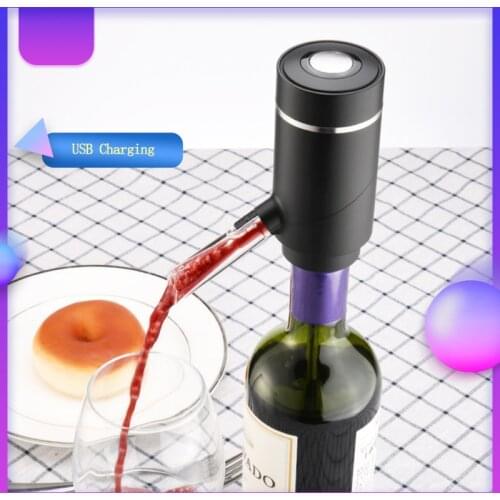 Portable Smart Electric Wine Decanter Portable Black One-Touch Wine Decanter Rechargeable Automatic Wine Dispenser Pump Pourer