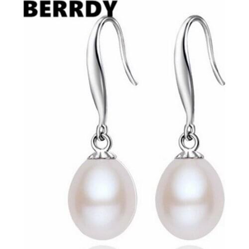 Freshwater Pearl Earrings Fashion Drop Earrings Ladys Female Girls' Wedding Pearl Jewelry 3 Color