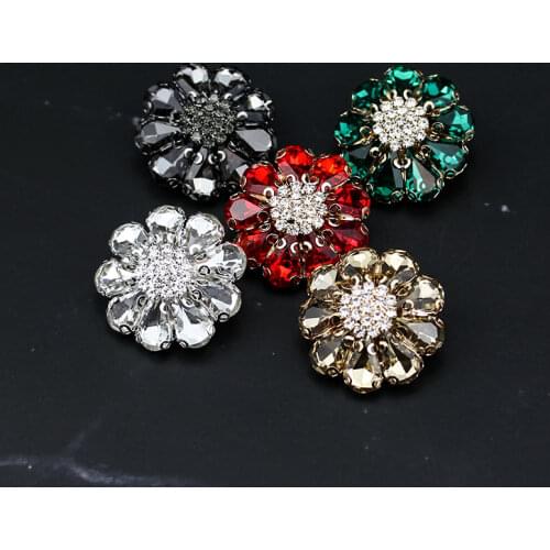 1Pcs 25-34mm Hot black red green white with claw rhinestone round button woolen coat mink fur clothes button C110