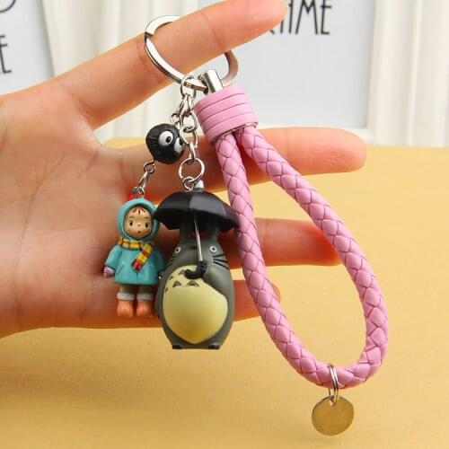 Cute My Neighbor Totoro Doll Keychain Chinchilla Keyrings Pendant fit Bag Charms Purse Accessory for Miyazaki Hayao Comic Fans
