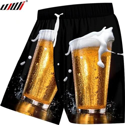 UJWI New Arrive Shorts Men Summer Beachshorts Fashion 3D Fresh Beer Print Casual Shorts Unisex Hip Hop Streetwear Board Shorts