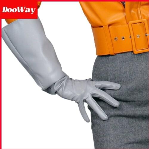 DooWay 20-inch Faux Leather Mittens Gloves Wide Sleeves Cosplay Dress Finger Elbow Long Gloves Opera Club Party Gloves