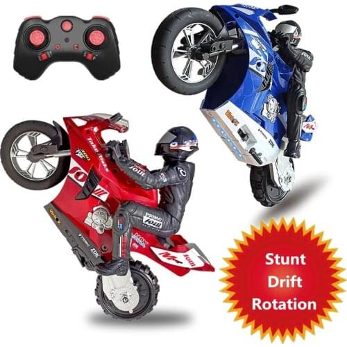 High Simulation RC Motorcycle 2.4G RC Stunt Motorbike Drift Car With Flash Led Light 360Degree Rotation Shockproof Car Boy Toys