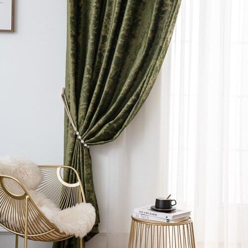 High-end Bronzing Dutch Velvet Curtains for Living Room Bedroom Study Modern High Blackout Curtains Tulle Valance Decoration