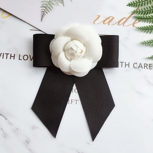I-Remiel Korean Fabric Flower Dress Bow Tie Brooch Lapel Pin Badge Corsage Show Host Shirt Tie Collar Accessories for Women