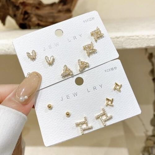 Origin Summer Temperament Geometrical Heart Windmill Stud Earring for Women Femme Exquisite Letter Rhinestone Earring Jewelry