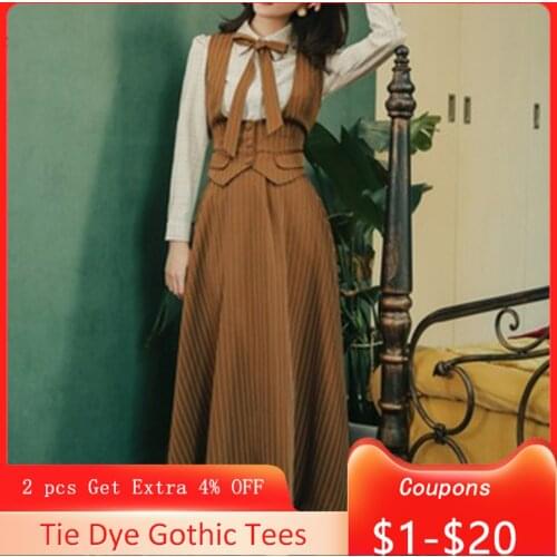Three Piece Sets French British Retro Suit Women Autumn Winter Striped High Waist Waistcoat Shirt Skirt Three Pieces Suits Lady