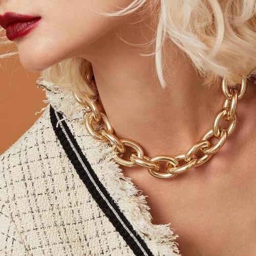 Punk Gold Thick Chain Necklace For Women Fashion Hip Hop Exaggerated Big Chunky Collar Necklaces Party Jeweley Gift