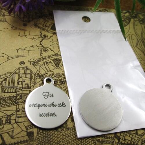 20pcs--"For everyone who asks receives." stainless steel charm more styles for choosing DIY Charms Bible gold sentence