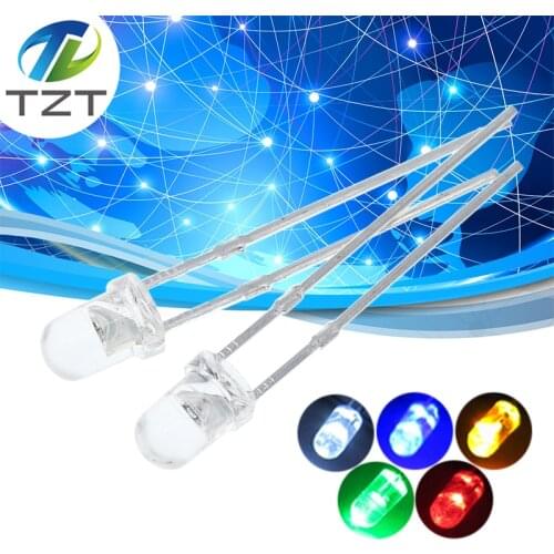 10pcs/lot F3 5 Colors Ultra Bright 3MM Round Water Clear Green/Yellow/Blue/White/Red LED Light Lamp Emitting Diode Dides Kit