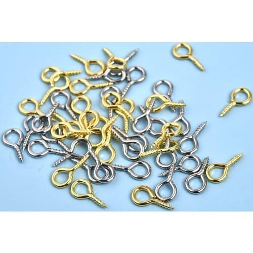 100pcs 5 Color Mini Eye Pins Eyelets Screw Hooks Threaded Clasp 4*8mm For Jewelry Making Accessories Findings DIY Pendant Charm