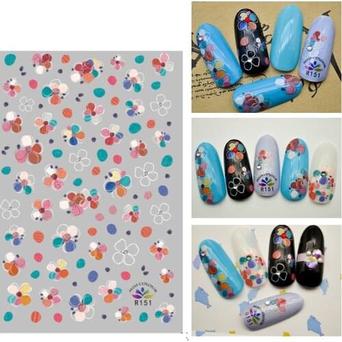 3D Stickers for Nails Colorful Autumn Flowers Petal Nail Foil Stickers Small Adhesive Stickers for Manicure Nail Art Decoration