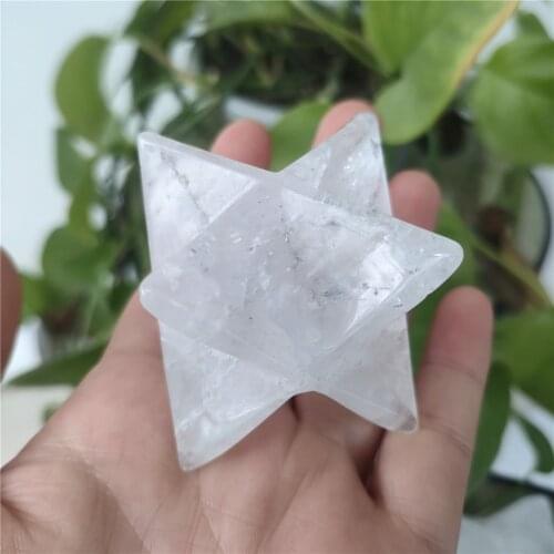 40mm Natural Crystal Quartz Merkaba Stars Gemstone Unicursal Hexagram Meditation Healing Positive Healing Balancing