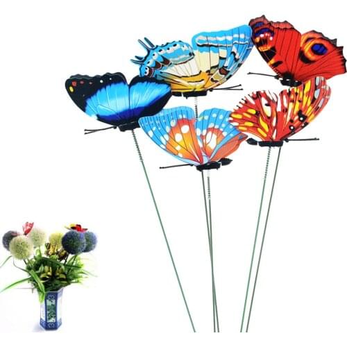 5pcs/lot 7*25cm Butterflies Garden Yard Planter Colorful Whimsical Butterfly Stakes Outdoor Decor Flower Pots Decoration
