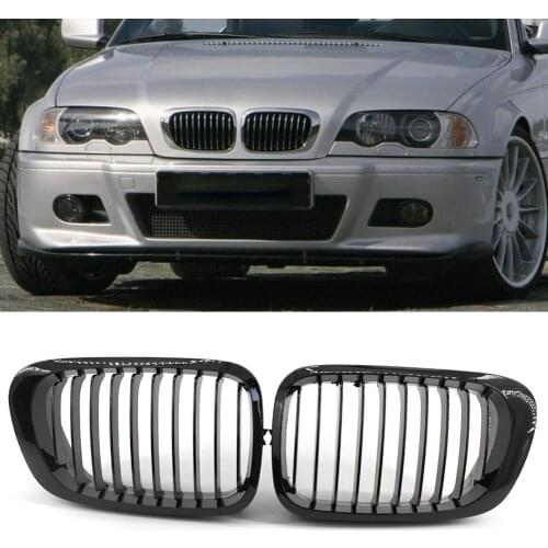 Automobile Exterior Decoration Parts Kidney Grill for BMW E46 2-Door Coupe Cabriolet 99-02 Matte Gloss Black 1 Pair