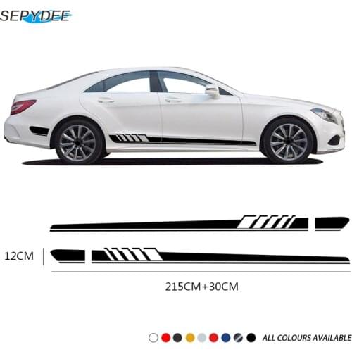 2Pcs Car Stickers Door Side Stripe Decals for Mercedes Benz W205 W204 W203 C Class C180 C200 C300 C63 coupe C43 Auto Accessories