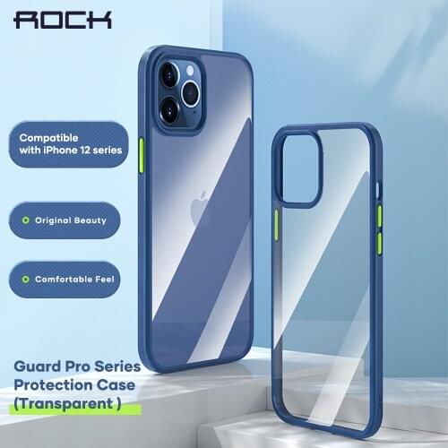 ROCK For 2020 Iphone 12 Pro Max Cases smooth Crystal Clear PC Phone Protection Soft + Hard Hybrid Arm Case For Iphone 2020