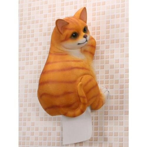 3D Resin Cute Cat Toilet Paper Holder Bathroom Roll Paper Creative Tissue Box Resin Tray Free Punch Hand Dog pig Household