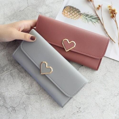 Long Womens Wallet Purses Luxury Heart Shap Wallets For Ladies Girl Money Pocket Card Holder Female Wallets Phone Clutch Bag