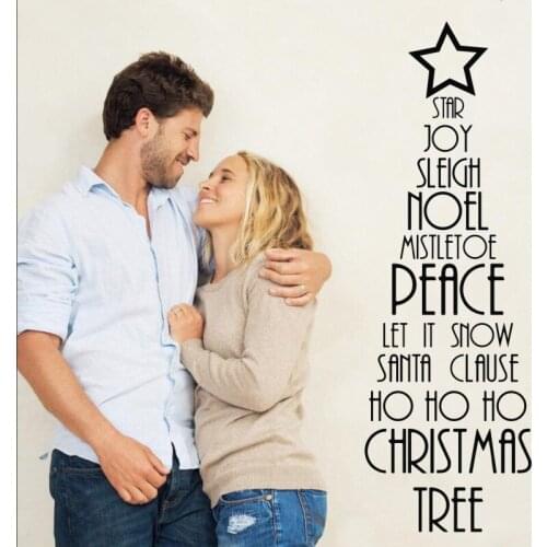Home Decoration Merry Christmas Lettering Wall Decal Vinyl Window Stickers Gift Christmas Tree Vinyl Wall Sticker
