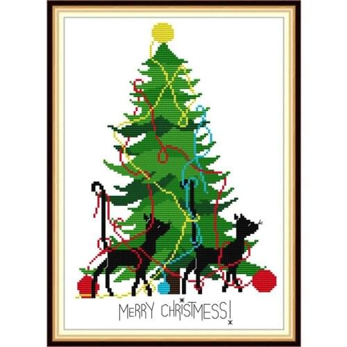 Everlasting Love Merry Christmess 2 Chinese Cross Stitch Kits Ecological Cotton Printed 14 11CT DIY Wedding Decoration For Home