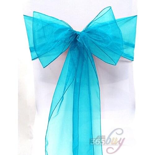 [ Fly Eagle ] 10PCS Organza Chair Sashes Bow Wedding Party Cover Banquet cover sashes #13 Aqua Blue