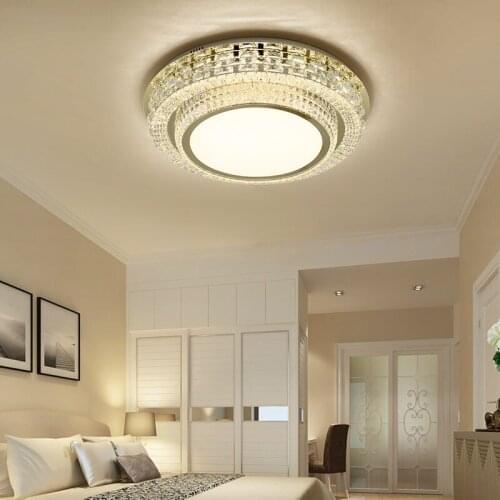Crystal Light Living Room Light Simple Modern Atmosphere Creative Luxury Round Restaurant Light Master Bedroom LED Ceiling Light