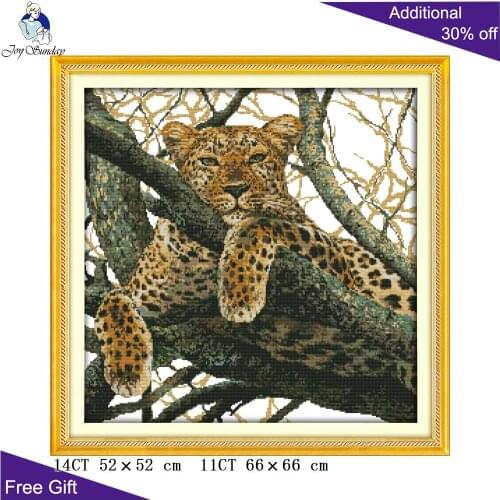 Joy Sunday Cheetah Cross Stitch D714 14CT 11CT Stamped and Counted Home Decoration The Cheetah Animal Cross Stitch Kits