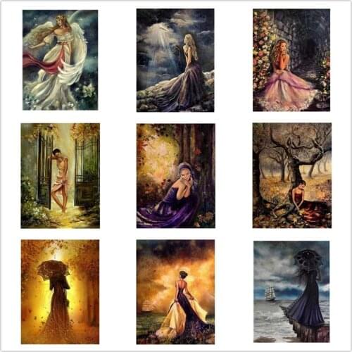 Kexinzu Diamond Painting Woman Rhinestone Full Square/round 5D DIY Diamond Embroidery Mosaic Portrait Cross Stitch Gift S02