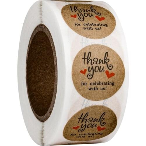Kraft Paper 'Thank You for Celebrating with Us' Stickers Seal Labels for Gift Sticker Scrapbooking Stationery Sticker