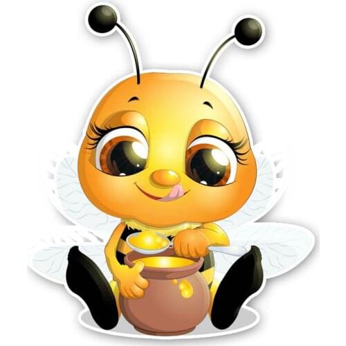 Creative Car Sticker Bees That Eat Honey PVC Decal Waterproof Cover Scratch 14CM*16CM
