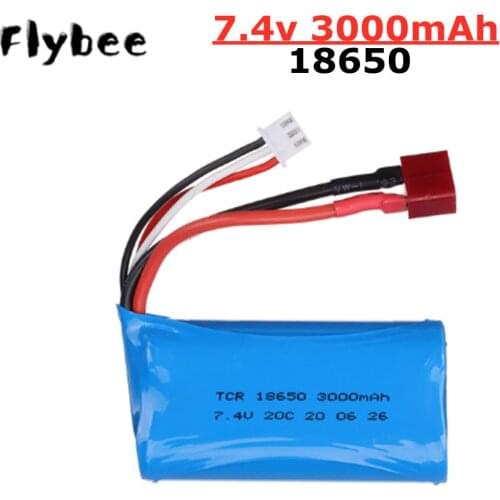 7.4V 3000mah lipo Battery 18650 2S T Plug for Q46 Wltoys 10428 /12428/12423 RC Car Spare Accessories 7.4V battery 1pcs to 10pcs