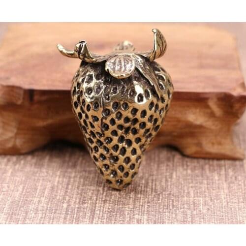 Pure Copper Strawberry Small Ornaments Fruit Season Miniatures Figurines Crafts Decorations Accessories Valentines Day Gift