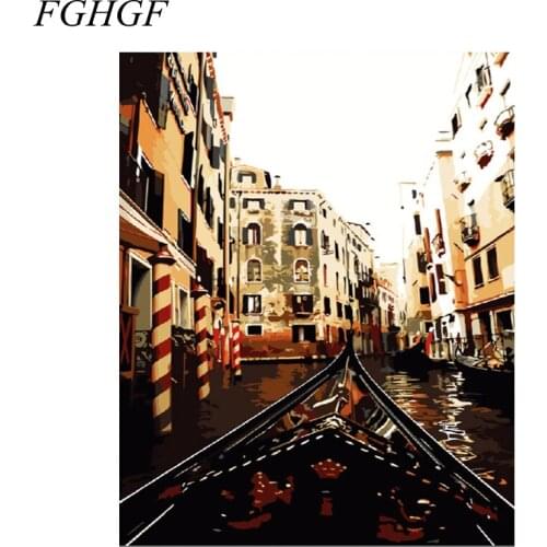FGHGF Frameless Venice Landscape DIY Painting By Numbers Acrylic Paint On Canvas Handpainted Oil Painting For Home